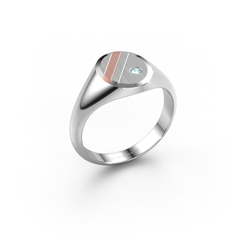 Bild von Pinky Ring Wesley 1 585 Weißgold Aquamarin 2 mm