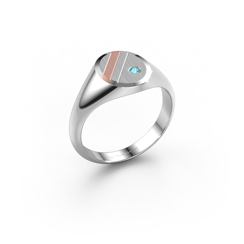 Bild von Pinky Ring Wesley 1 585 Weißgold Blau Topas 2 mm