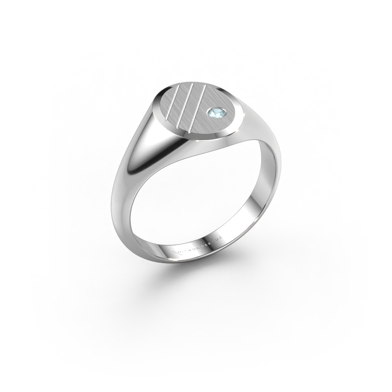 Bild von Pinky Ring Wesley 1 950 Platin Aquamarin 2 mm