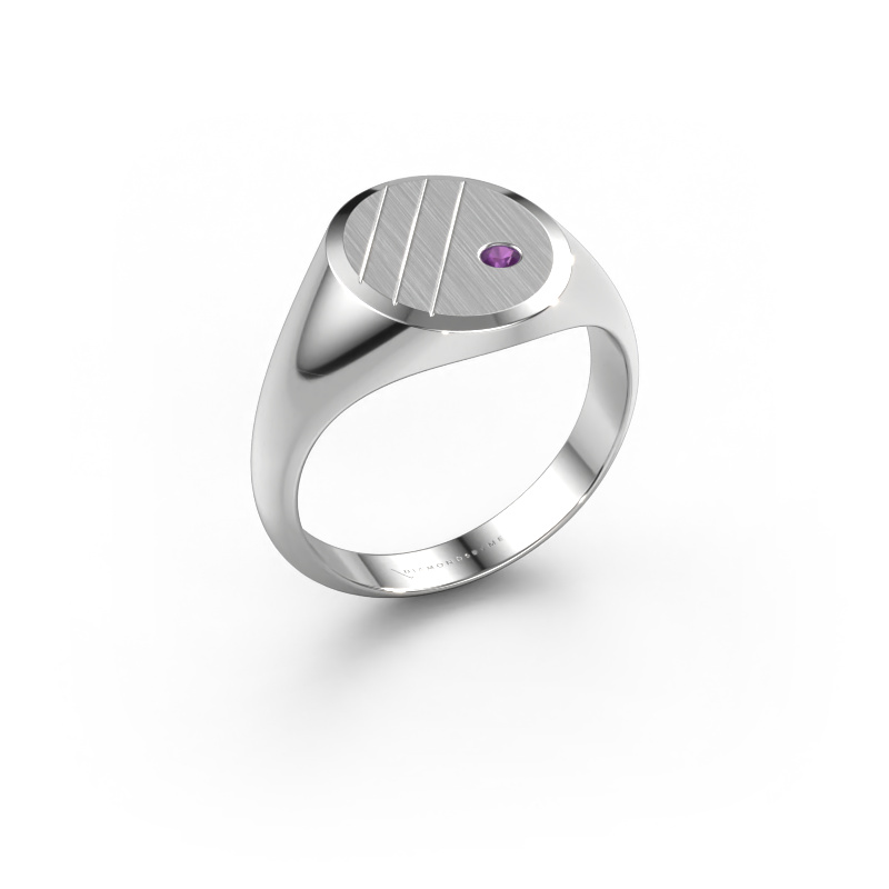 Image of Signet ring Wesley 2 950 platinum Amethyst 2 mm