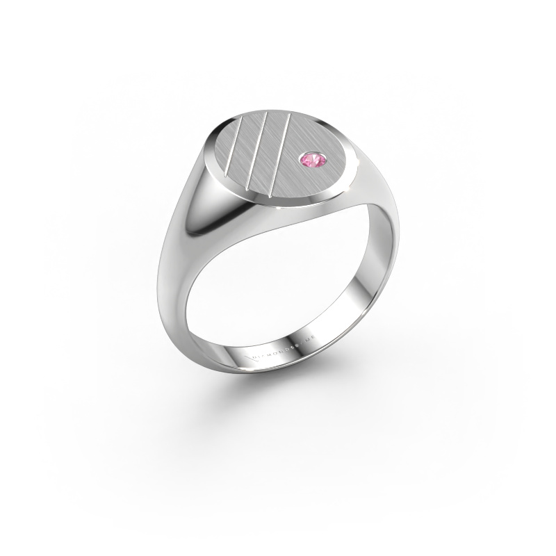 Image of Signet ring Wesley 2 950 platinum Pink sapphire 2 mm