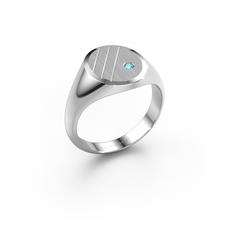 Image of Signet ring Wesley 2 950 platinum Blue topaz 2 mm