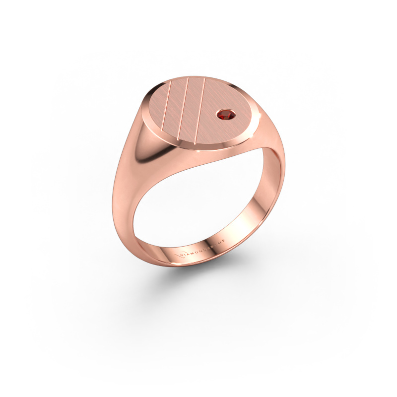 Immagine di Anello chevalier Wesley 3 585 oro rosa Granato 2 mm
