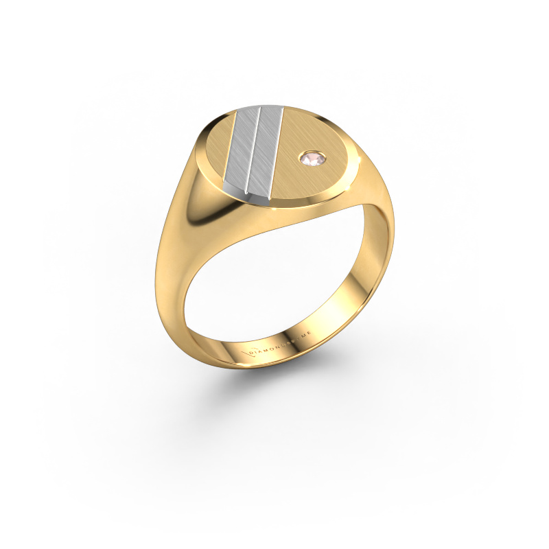 Afbeelding van Zegelring Wesley 3 585 Goud Morganiet champagne 2 mm