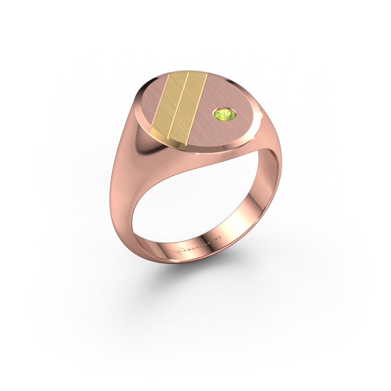 Image of Signet ring Wesley 4 585 rose gold Peridot 2.5 mm