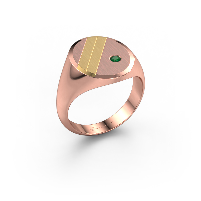 Image of Signet ring Wesley 4 585 rose gold Emerald 2.5 mm