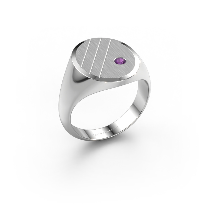 Image of Signet ring Wesley 4 950 platinum Amethyst 2.5 mm