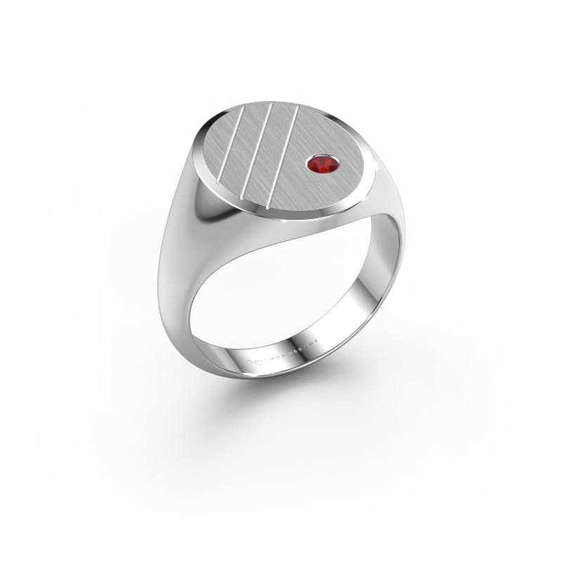 Image of Signet ring Wesley 4 950 platinum Ruby 2.5 mm