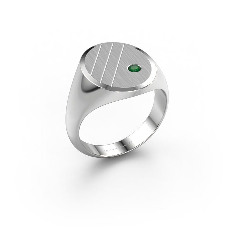 Image of Signet ring Wesley 4 950 platinum Emerald 2.5 mm