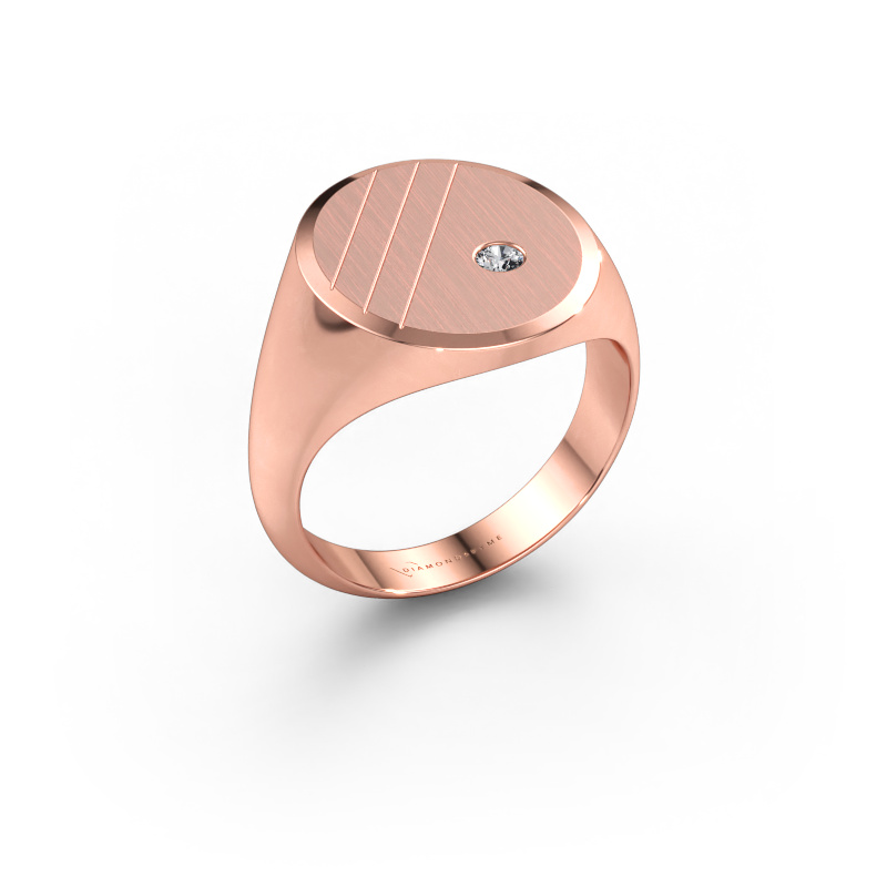 Image de Chevalière Wesley 5 585 or rose Zircone 2.5 mm