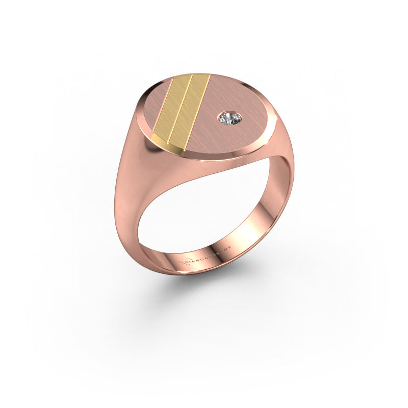 Image of Signet ring Wesley 5 585 rose gold Zirconia 2.5 mm