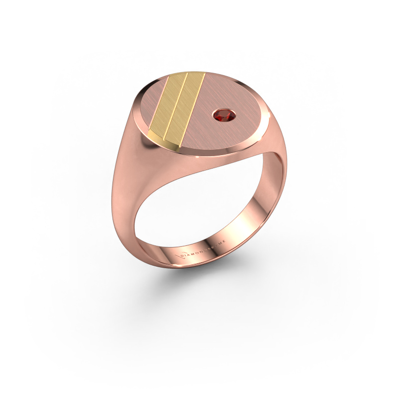Image of Signet ring Wesley 5 585 rose gold Garnet 2.5 mm