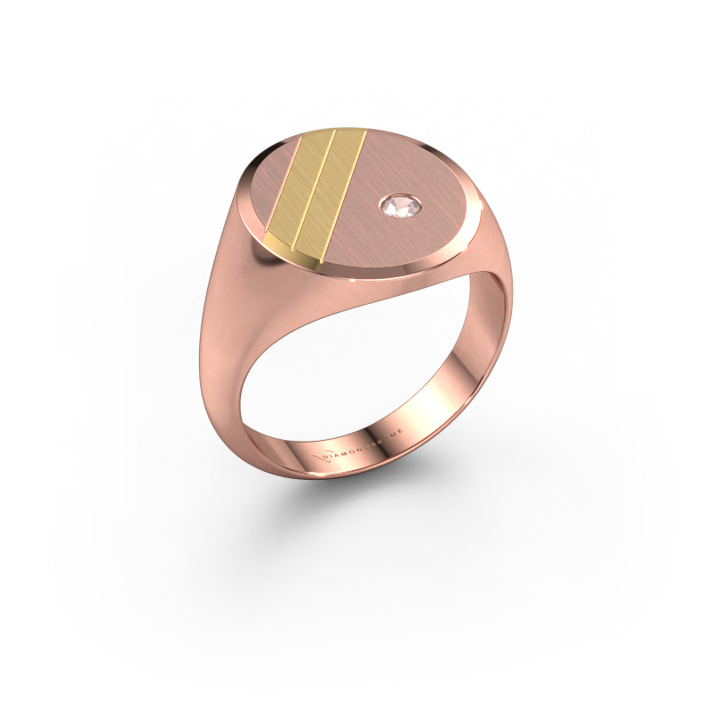 Image of Signet ring Wesley 5 585 rose gold Morganite champagne 2.5 mm