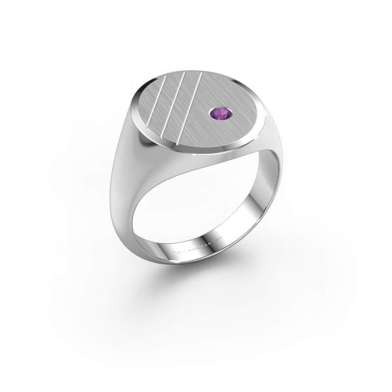 Image of Signet ring Wesley 5 950 platinum Amethyst 2.5 mm
