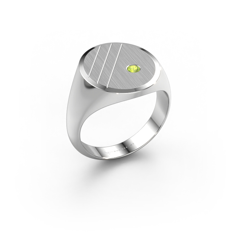 Image of Signet ring Wesley 5 950 platinum Peridot 2.5 mm