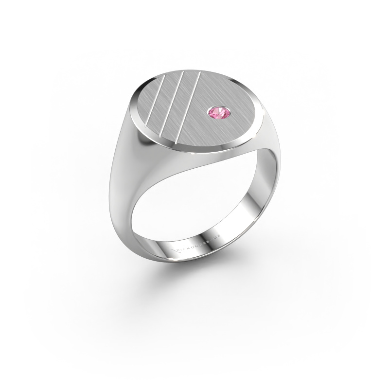 Image of Signet ring Wesley 5 950 platinum Pink sapphire 2.5 mm