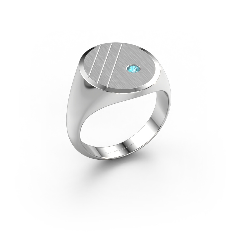 Image of Signet ring Wesley 5 950 platinum Blue topaz 2.5 mm