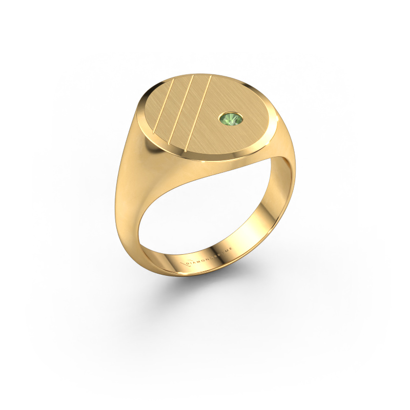 Image of Signet ring Wesley 5 585 gold Tourmaline green 2.5 mm