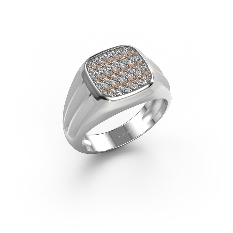 Bild von Pinky Ring Robbert 585 Weißgold Braun Diamant 0.558 crt