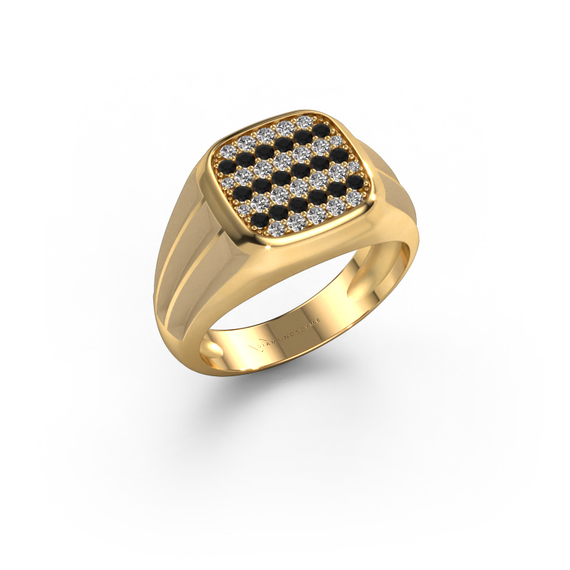 Bild von Pinky Ring Robbert 585 Gold Schwarz Diamant 0.610 crt