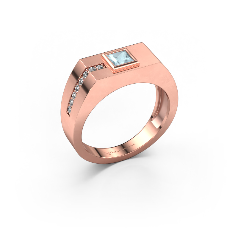 Image of Men's ring Robertus 1 585 rose gold Aquamarine 4 mm
