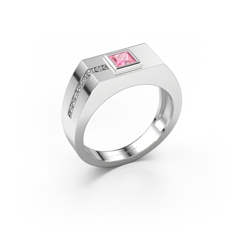 Image de Bague pour homme Robertus 1 585 or blanc Saphir rose 4 mm