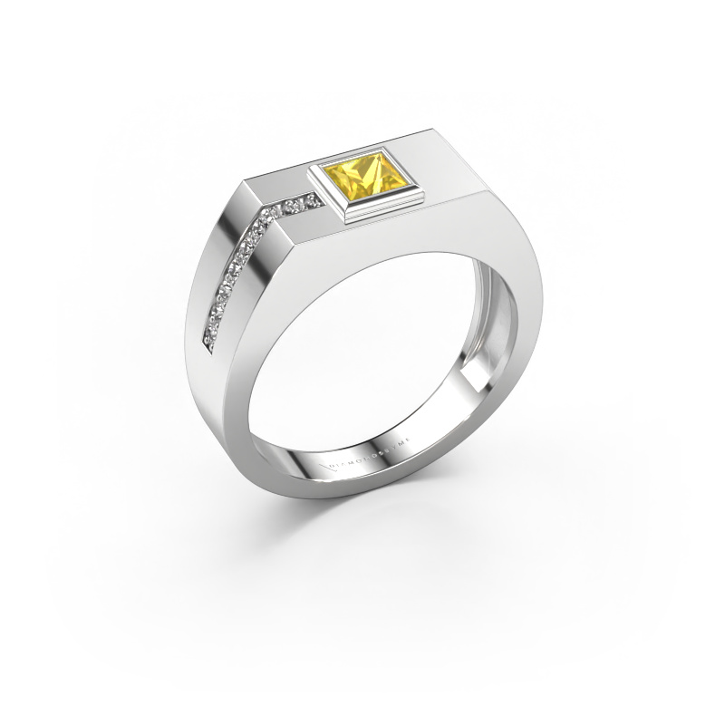 Image of Men's ring Robertus 1 585 white gold Yellow sapphire 4 mm