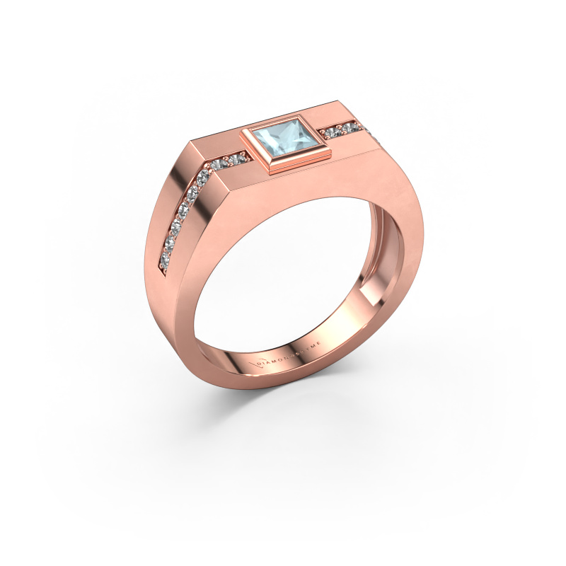 Image of Men's ring Robertus 2 585 rose gold Aquamarine 4 mm