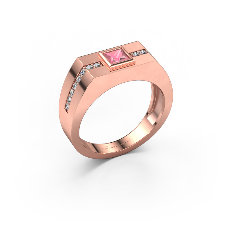 Image of Men's ring Robertus 2 585 rose gold Tourmaline pink 4 mm