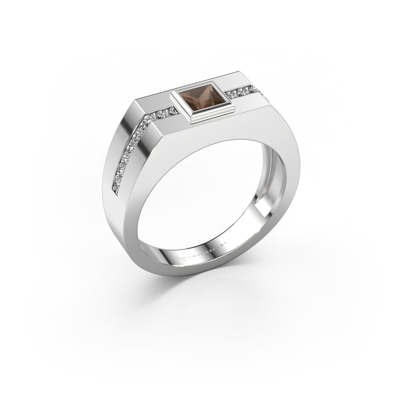 Image of Men's ring Robertus 2 950 platinum Smokey quartz 4 mm
