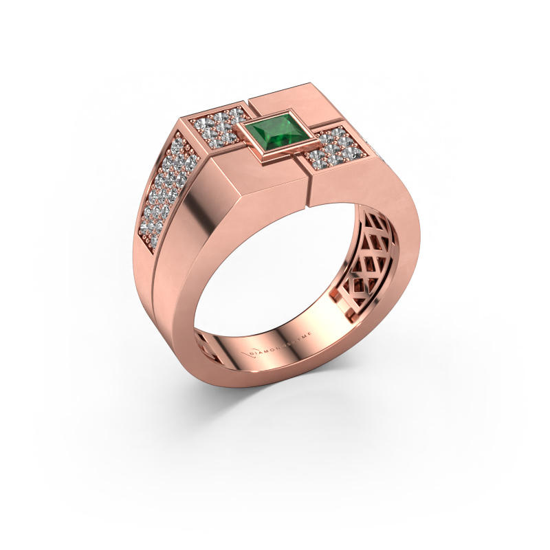 Bild von Herrenring Rogier 585 Roségold Smaragd 4 mm