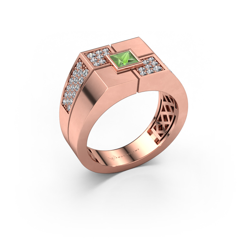 Image of Men's ring Rogier 585 rose gold Tourmaline green 4 mm