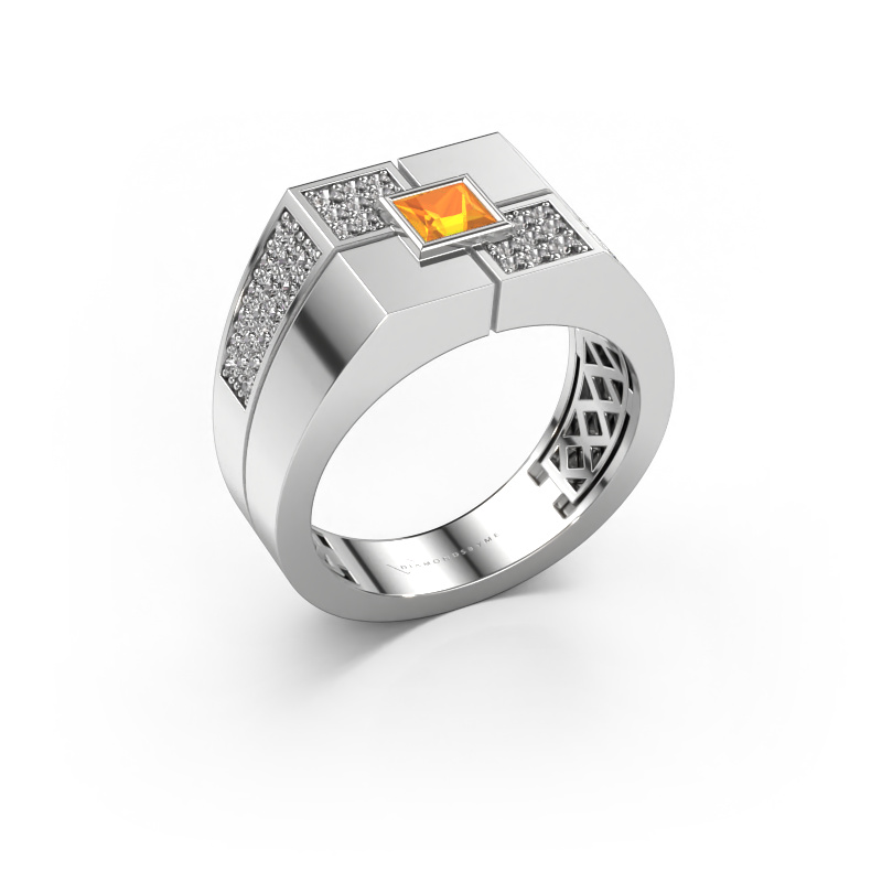 Image of Men's ring Rogier 585 white gold Citrin 4 mm
