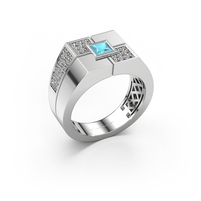 Image of Men's ring Rogier 950 platinum Blue topaz 4 mm