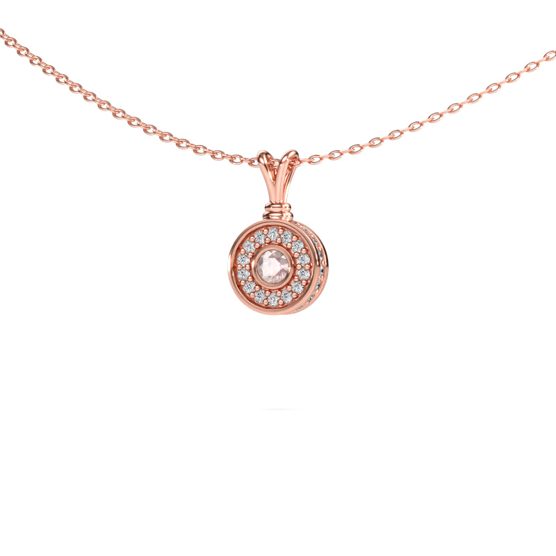 Bild av Hänge Roos 585 roséguld Champagnefärgad morganit 3 mm
