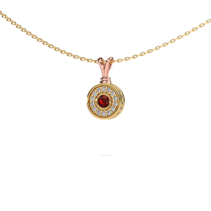 Image of Pendant Roos 585 rose gold Garnet 3 mm