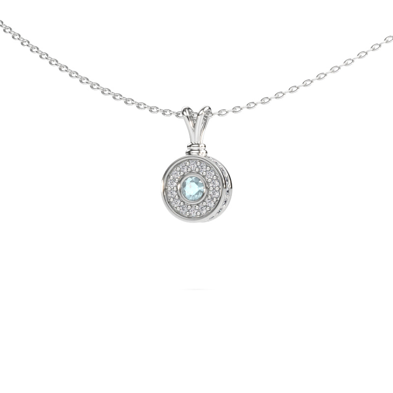 Image de Pendentif Roos 585 or blanc Aigue-marine 3 mm