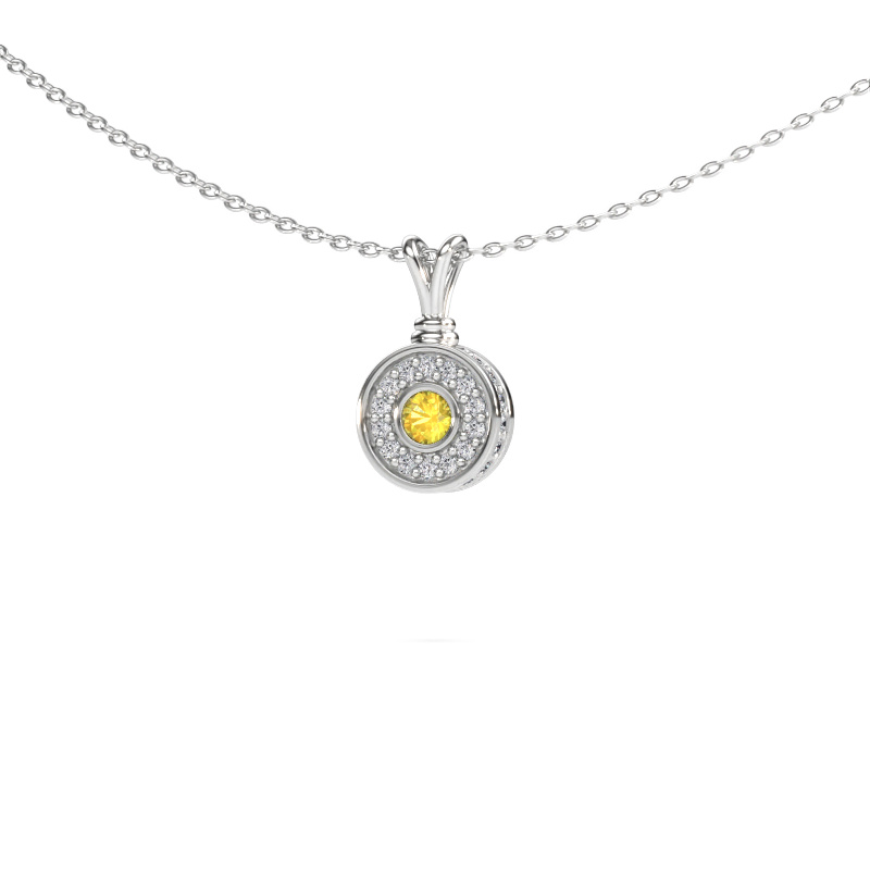 Image de Pendentif Roos 585 or blanc Saphir jaune 3 mm