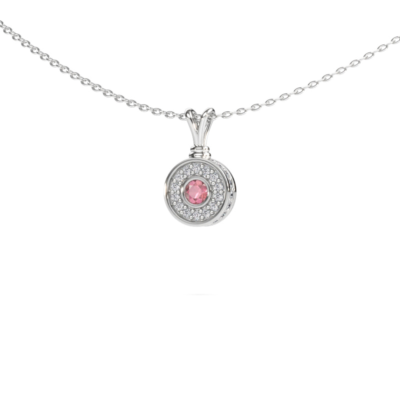Bild av Hänge Roos 585 vitt guld Rosa turmalin 3 mm