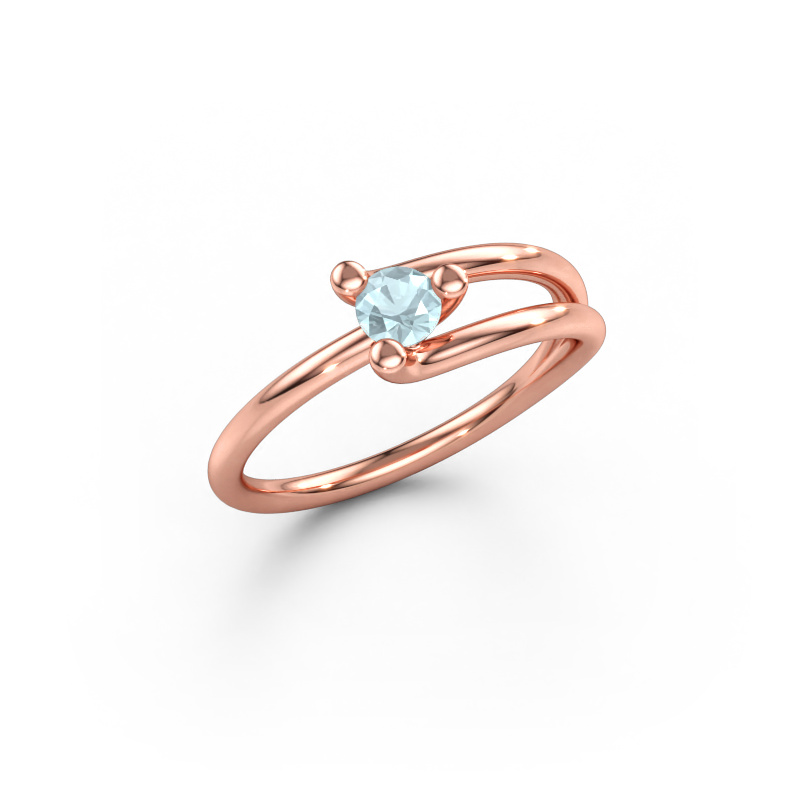 Bild av Ring Roosmarijn 585 roséguld Akvamarin 3.7 mm