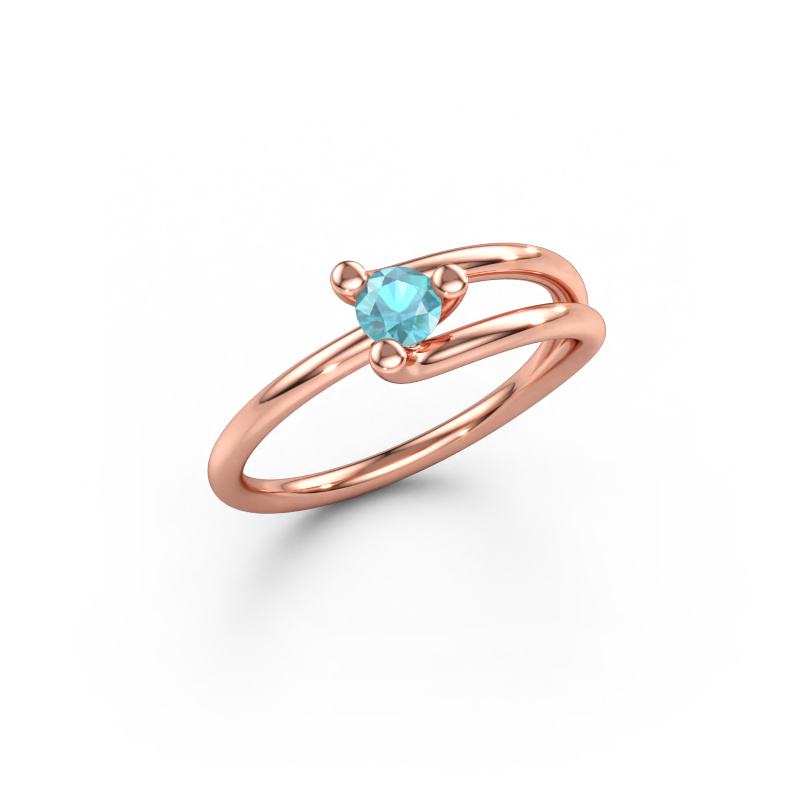 Immagine di Anello Roosmarijn 585 oro rosa Topazio blu 3.7 mm