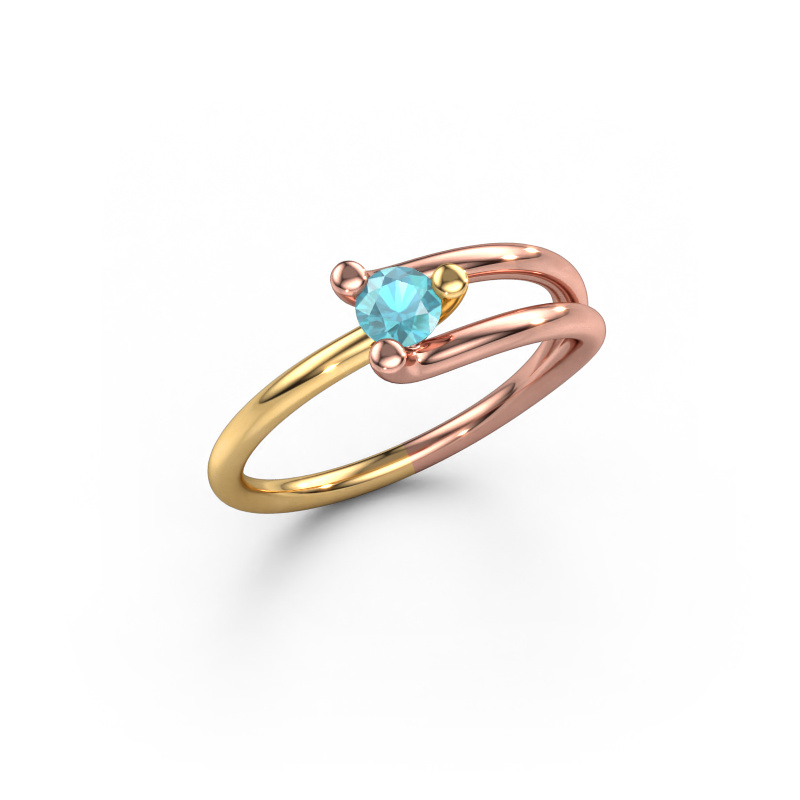 Image of Ring Roosmarijn 585 rose gold Blue topaz 3.7 mm