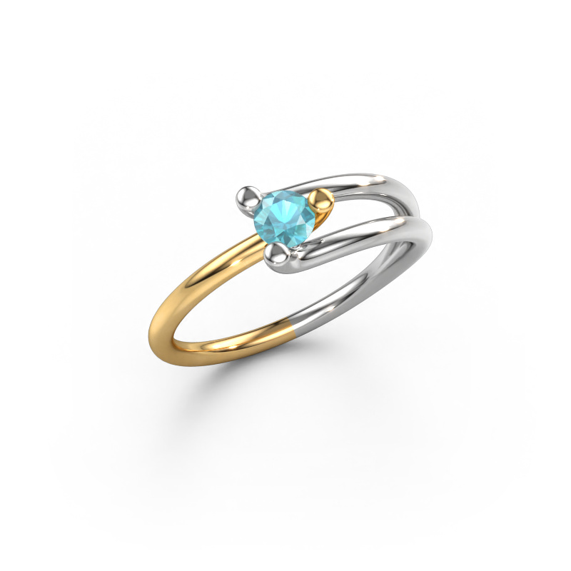 Bild von Ring Roosmarijn 585 Weißgold Blau Topas 3.7 mm