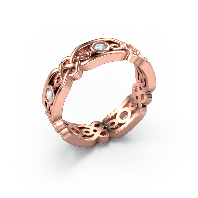 Image of Wedding ring Rosa 585 rose gold ±0.20x0.08 in Aquamarine