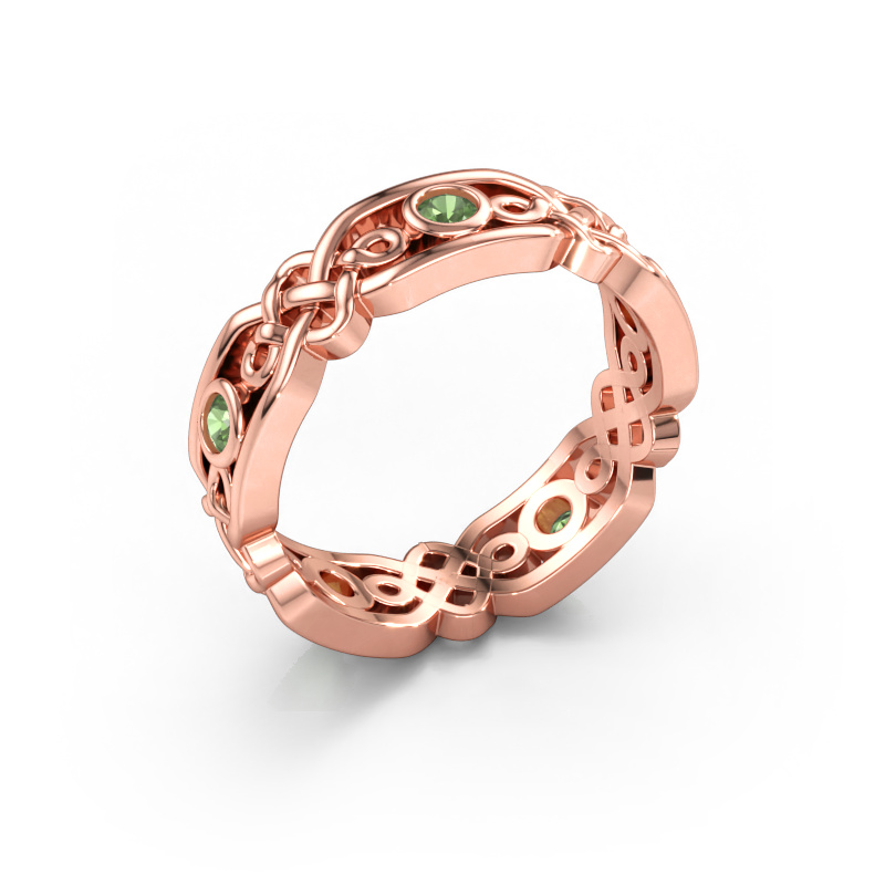 Bild av Vigselring Rosa 585 roséguld ±5 x 2 mm Grön turmalin