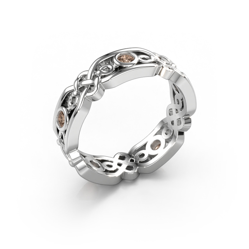 Image of Wedding ring Rosa 585 white gold ±0.20x0.08 in Brown diamond