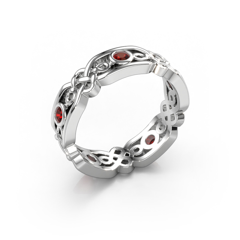 Image of Wedding ring Rosa 585 white gold ±0.20x0.08 in Garnet