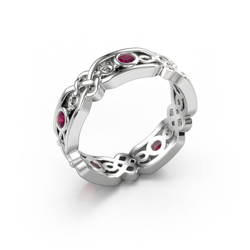 Image of Wedding ring Rosa 585 white gold ±0.20x0.08 in Rhodolite