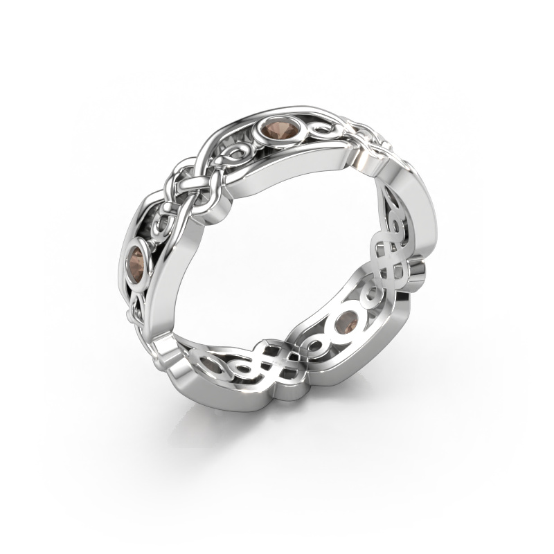 Image of Wedding ring Rosa 585 white gold ±0.20x0.08 in Smokey quartz