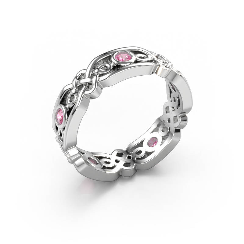 Image of Wedding ring Rosa 585 white gold ±0.20x0.08 in Pink sapphire